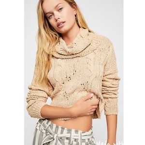 NWT Free People Cream Cropped Sweater